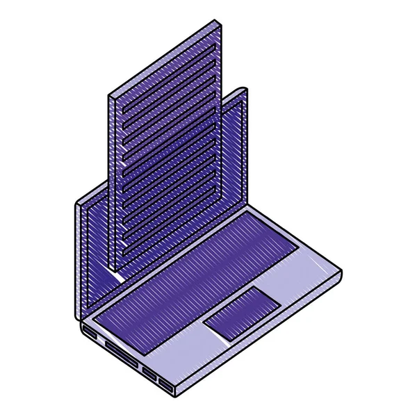 Ordinateur portable document information réseau données — Image vectorielle