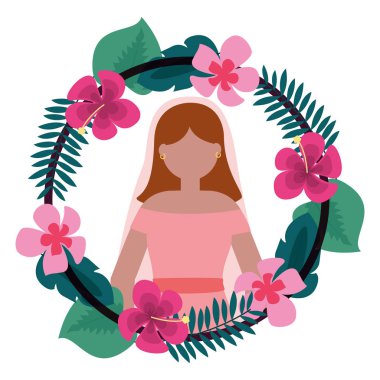 Düğün gündüz çiçek çelenk ile gelin