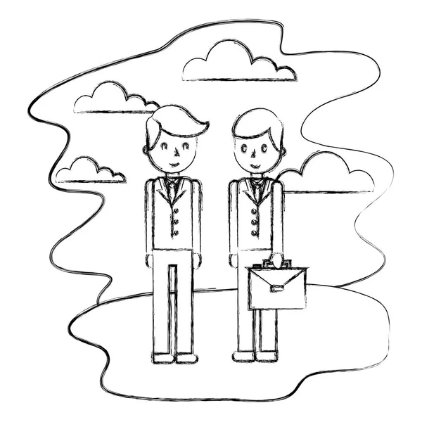 Peyzaj ayakta evrak çantası ile işadamları