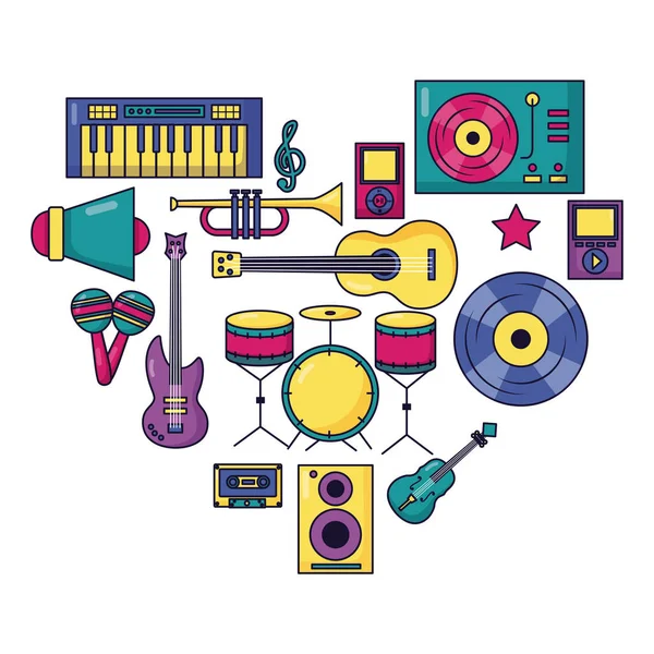 müzik renkli arka plan aletleri cihazlar simgeleri