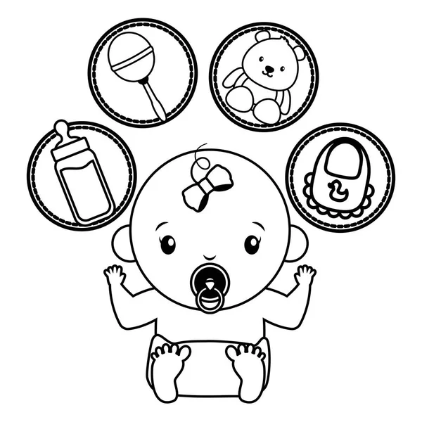 set oyuncaklar ile sevimli küçük bebek kız