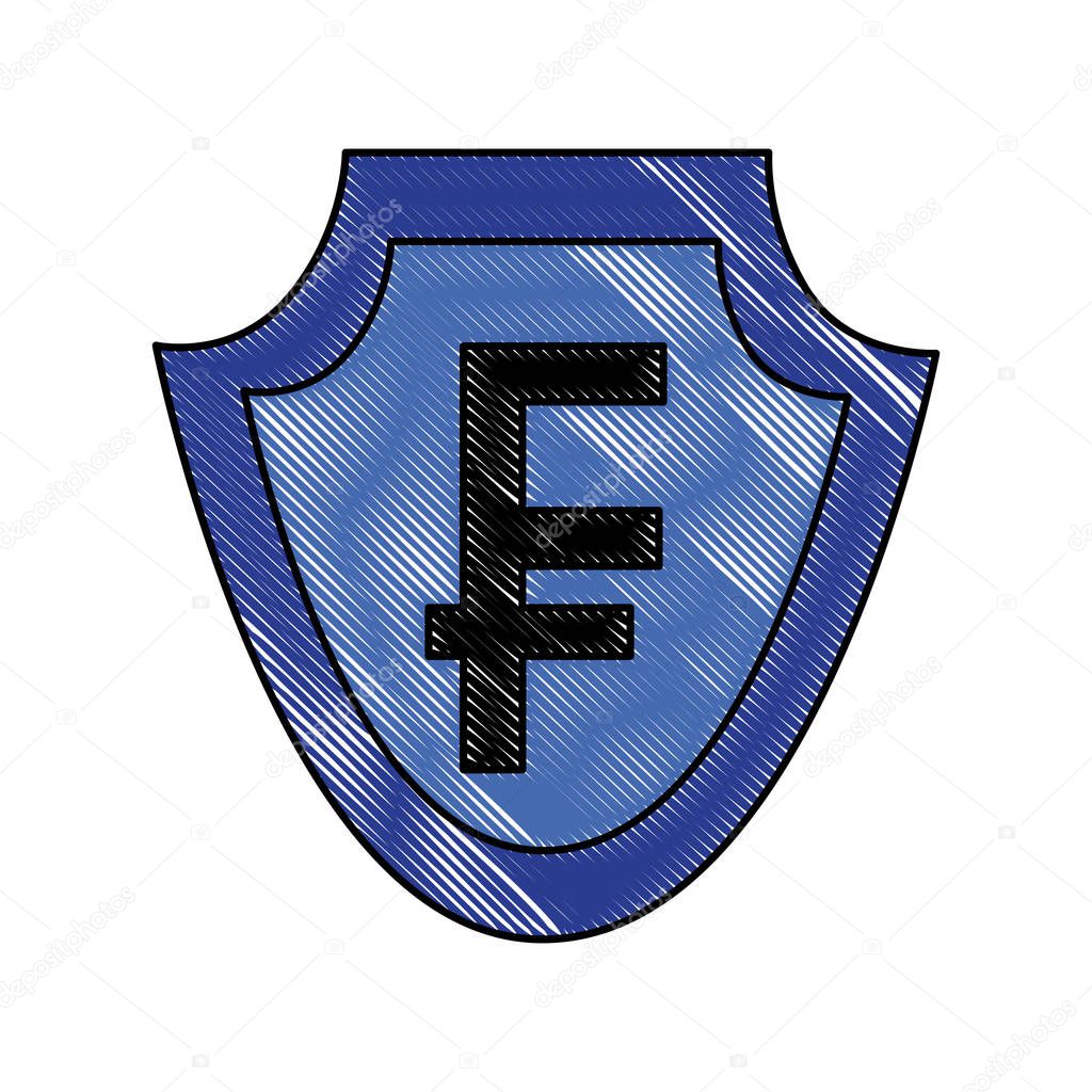 shield with symbol of crypto money isometric icon