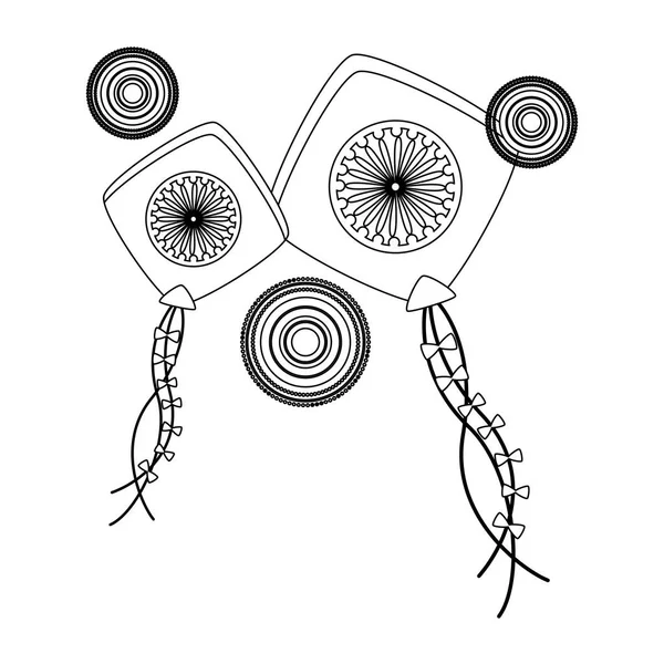 Jouets volants cerf-volant avec chakra ashoka — Image vectorielle