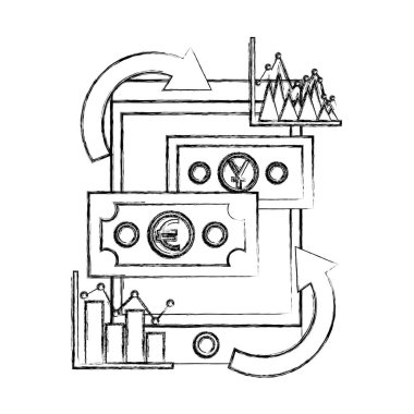 tablet cihaz ve istatistiksel grafik ile uluslararası para