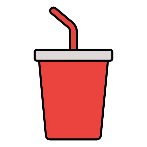 Disponibel kopp soda med halm på vit bakgrund — Stock vektor