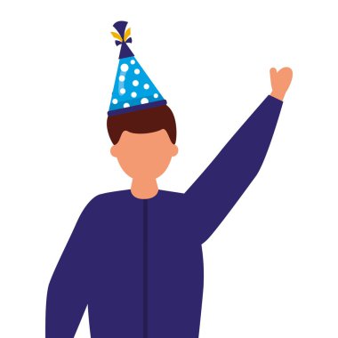 parti şapka doğum günü kutlaması ile adam