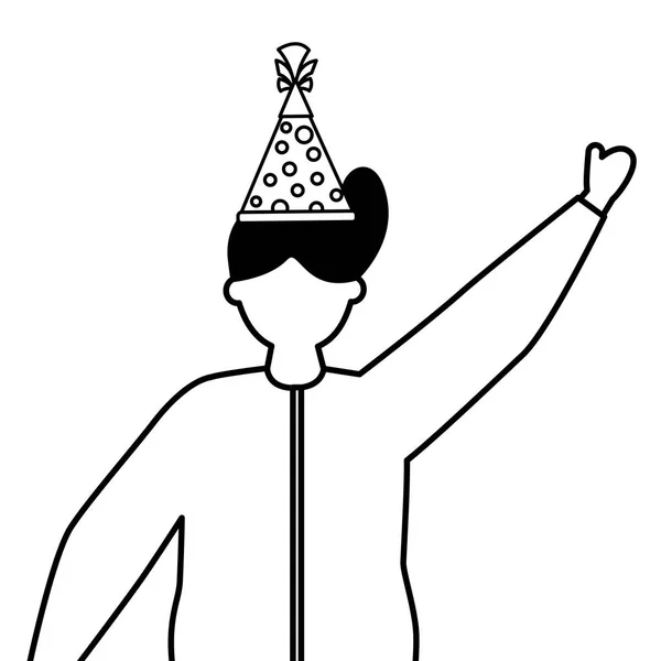 Man met feest hoed verjaardag viering — Stockvector