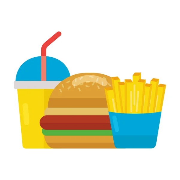 Fast food hamburger soda et frites — Image vectorielle