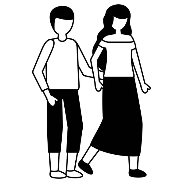 Homem de pé e mulher roupas casuais — Vetor de Stock
