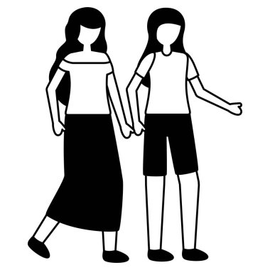 beyaz arka planda birlikte ayakta kadınlar