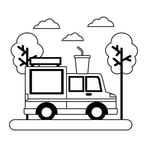 Ciężarówka jedzenie napoje Park ulica — Wektor stockowy