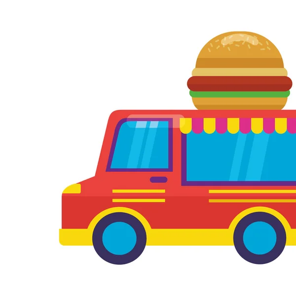 Burger food truck park sur le toit — Image vectorielle