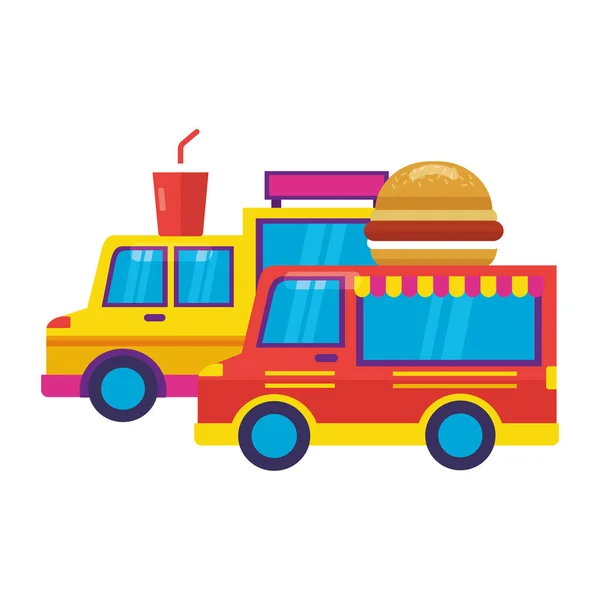 Food Trucks hamburger en soda — Stockvector