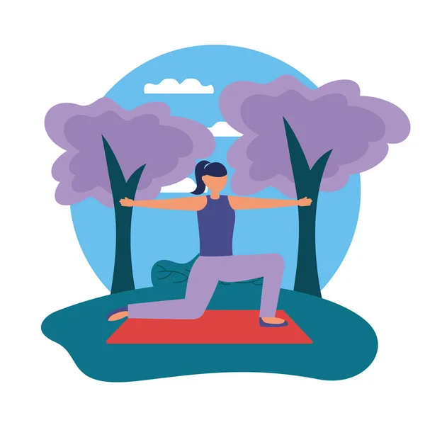 Yoga extérieur plat design image — Image vectorielle