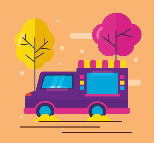 Imagen de diseño plano de food trucks — Vector de stock