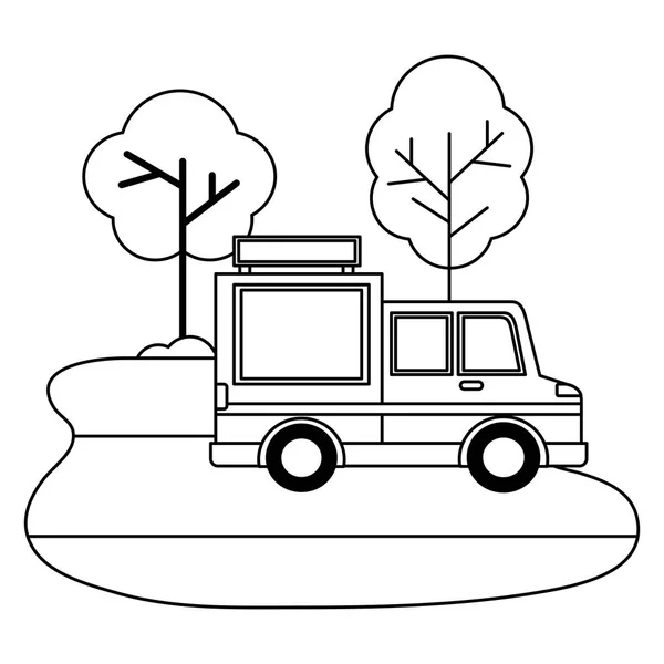 Nourriture camion parc rue arbres conception — Image vectorielle