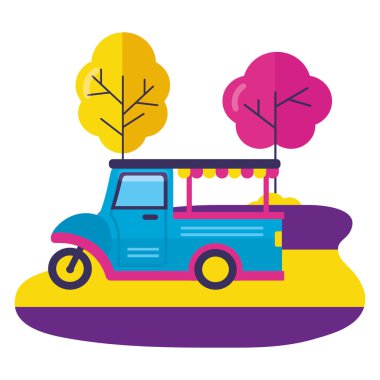 Park ağaçlar kamyon sokak tasarlamak yemek