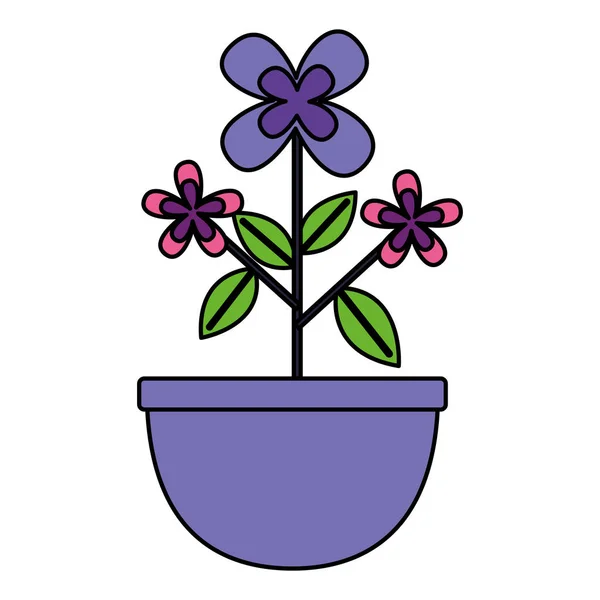 Blumen in Topfpflanzen-Dekoration — Stockvektor