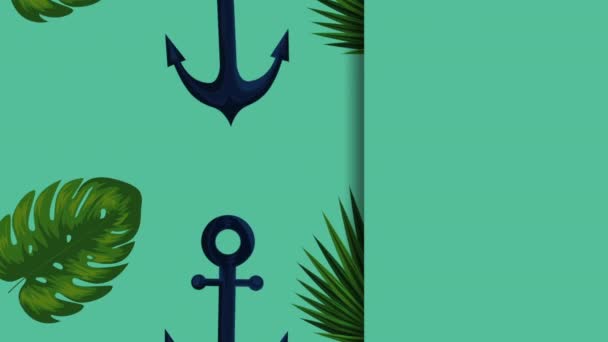 Exotic leafs palms and anchors tropical pattern — Stock Footage Exotic leafs palms and anchors tropical pattern Royalty Free Stock Footage