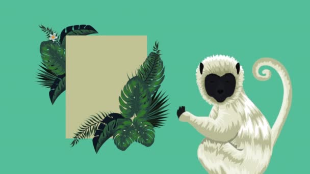 Egzotyczna małpa w tropikalnej animacji — Wideo stockowe