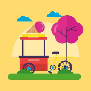 Gıda kamyon Festivali düz tasarım