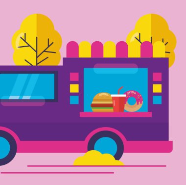 Gıda kamyonlar düz tasarım görüntü