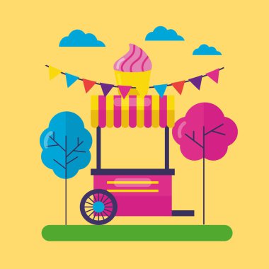 Gıda kamyon Festivali düz tasarım