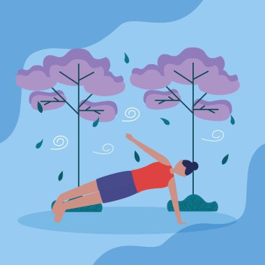 insanlar yoga açık düz tasarım görüntü