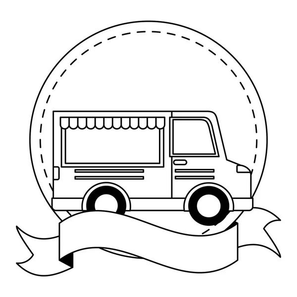 Ciężarówka jedzenie na białym tle naklejka wstążka — Wektor stockowy