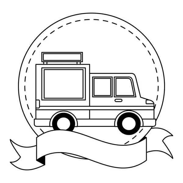 Beyaz arka plan Sticker şerit üzerinde gıda kamyon — Stok Vektör