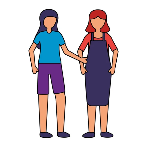 站在一起的妇女一起的白色背景 — 图库矢量图片