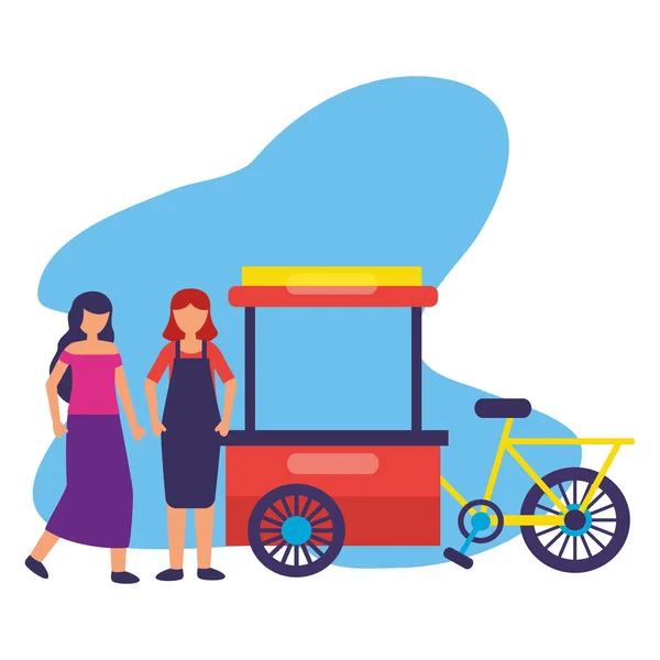 Ženy cyklistický design vozík — Stockový vektor