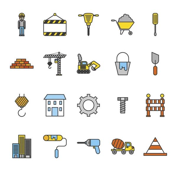 Pacote de ícones de conjunto de construção — Vetor de Stock