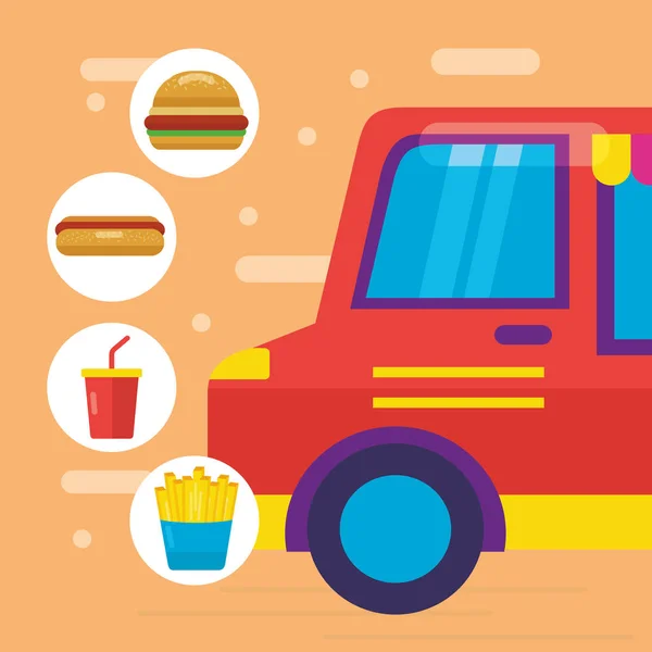 Foodtrucks flaches Design-Image — Stockvektor