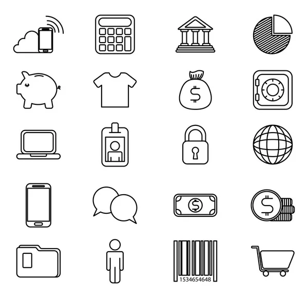 Bundle of business monochrome set icons — Stock Vector