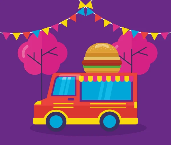 Imagen de diseño plano de food trucks — Archivo Imágenes Vectoriales