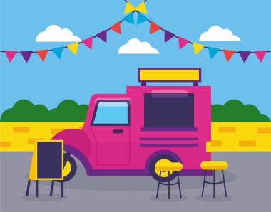 Gıda kamyon Festivali düz tasarım