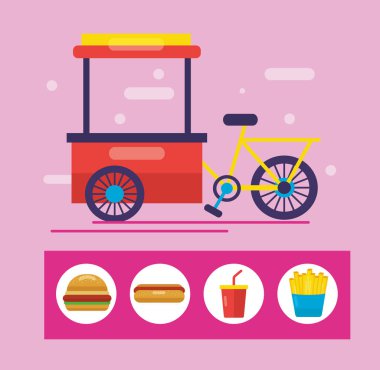 Gıda kamyonlar düz tasarım görüntü