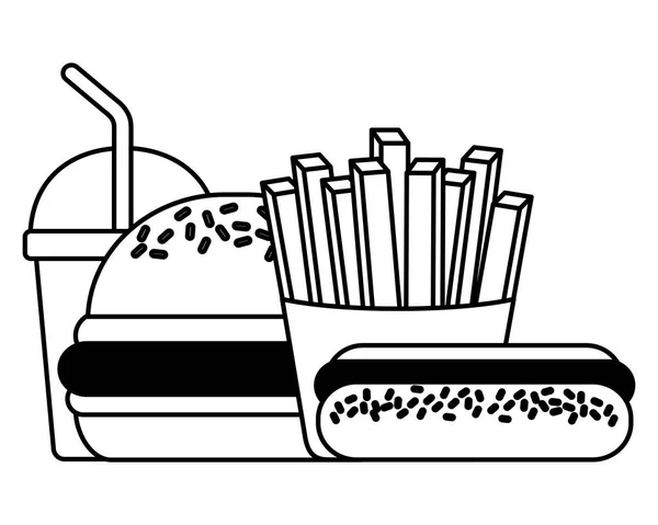 Фастфуд бургер гарячий собака картопля фрі сода — стоковий вектор