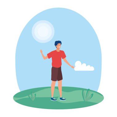 manzara mutlu genç adam