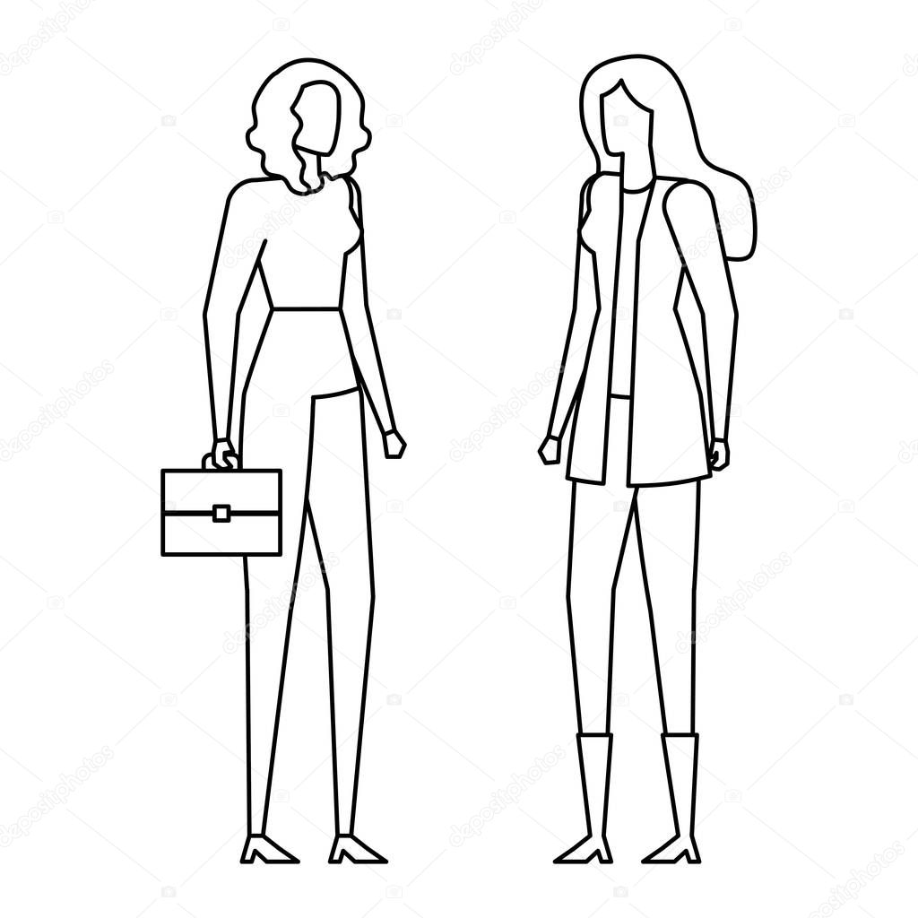 elegant young businesswomen avatars characters