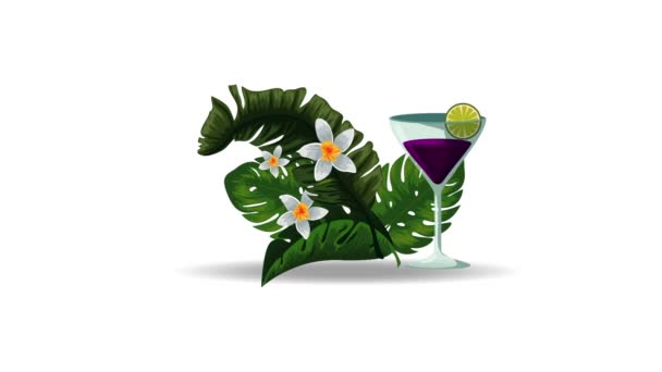 Fresh tropical cocktail cup hd — Stock Video