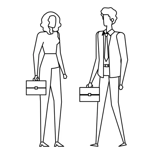 Elegantní mladá obchodní dvojice avatary postavy — Stockový vektor