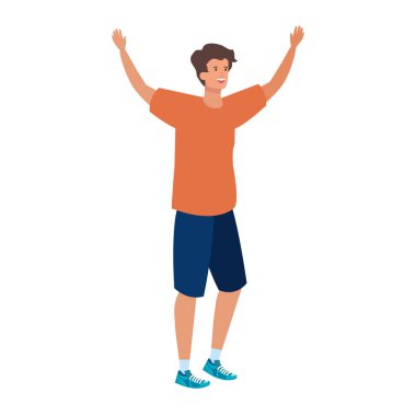 mutlu genç adam avatar karakteri kutluyor