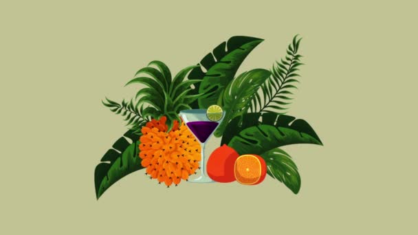 Coupe de cocktail tropical frais hd — Video