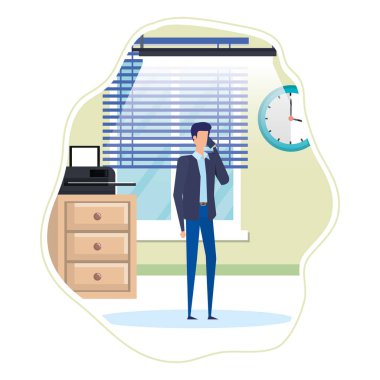 İşyerinde Smartphone kullanarak iş adamı