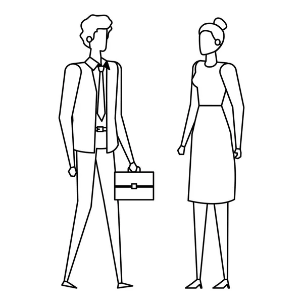 Elegante joven negocio pareja avatares caracteres — Archivo Imágenes Vectoriales