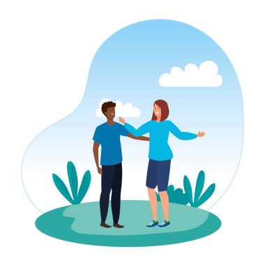 Genç Irklararası aşıklar çift manzara kutluyor