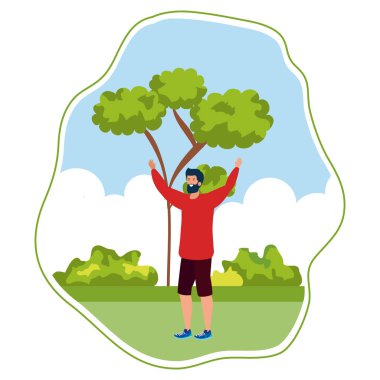 Kampta sakal kutluyor ile mutlu genç adam