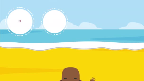 Afro-Mann am Strand Sommerzeit — Stockvideo